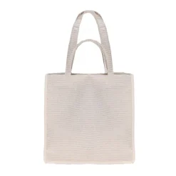 Manfield Beige & zilver gestreepte shopper^ Shoppers
