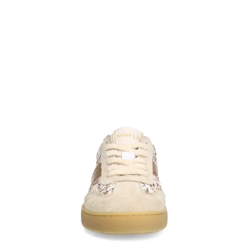 Manfield Beige bouclé sneakers met gouden details^DAMES Sneakers