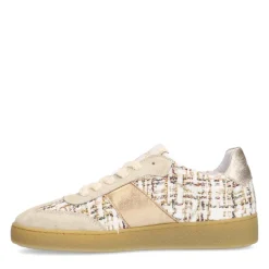 Manfield Beige bouclé sneakers met gouden details^DAMES Sneakers
