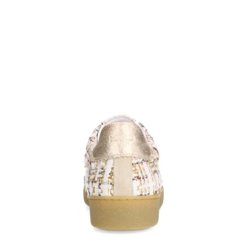Manfield Beige bouclé sneakers met gouden details^DAMES Sneakers