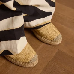 Manfield Beige gevlochten raffia espadrilles^DAMES Espadrilles