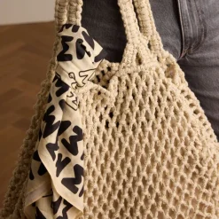 Manfield Beige gevlochten shopper^ Shoppers