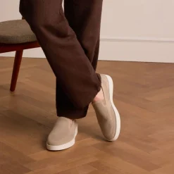 Manfield Beige knit fabric loafers^Heren Loafers