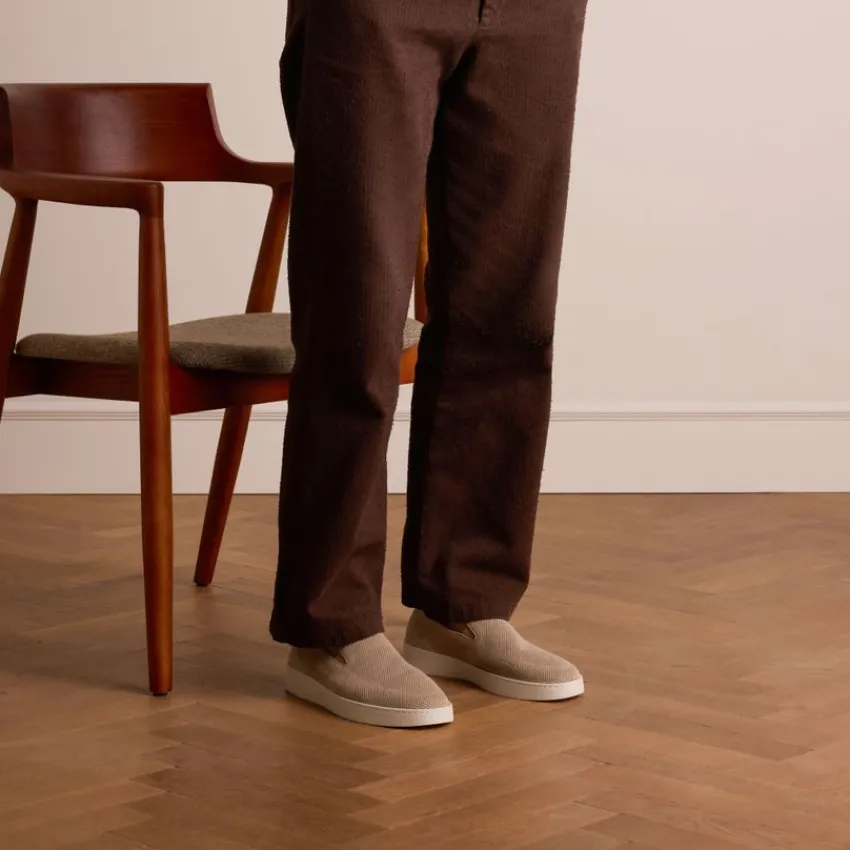 Manfield Beige knit fabric loafers^Heren Loafers