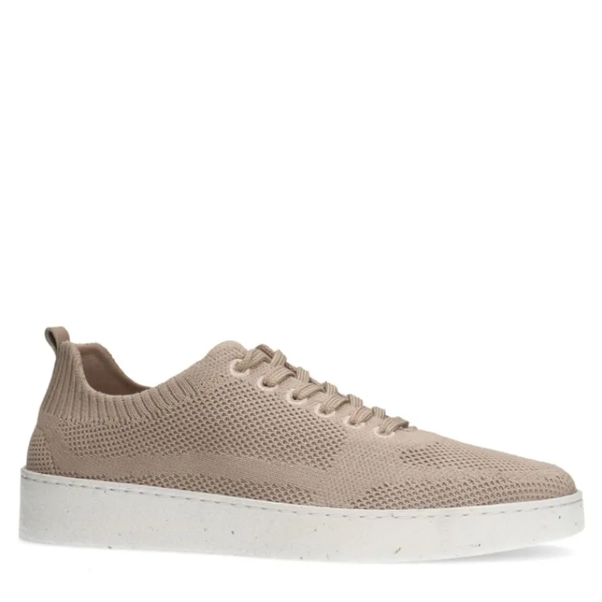 Manfield Beige knit fabric sneakers^Heren Sneakers
