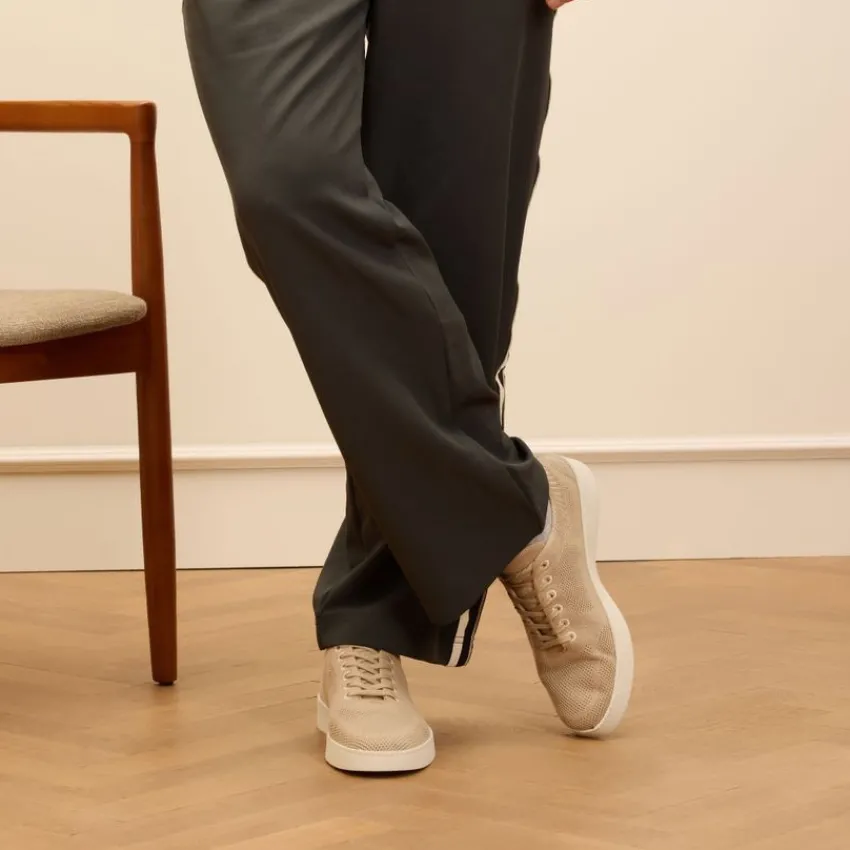 Manfield Beige knit fabric sneakers^Heren Sneakers