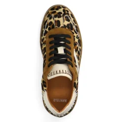 Manfield Beige leopard sneakers met ponytail^DAMES Sneakers
