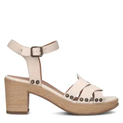 No Stress Beige leren sandalen met blokhak^DAMES Sandalen