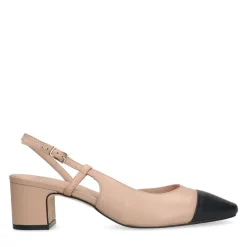 Manfield Beige leren slingback pumps^DAMES Pumps|Slingbacks