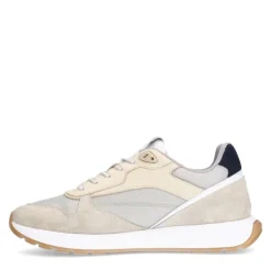 Manfield Beige leren sneakers^Heren Sneakers