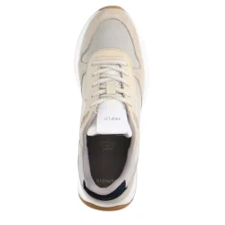 Manfield Beige leren sneakers^Heren Sneakers