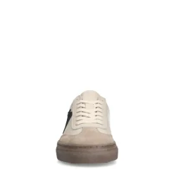 Manfield Beige leren sneakers^DAMES Sneakers