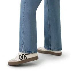 Manfield Beige leren sneakers^DAMES Sneakers