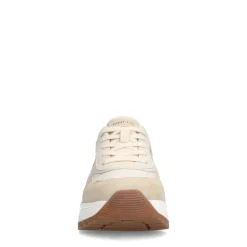 Manfield Beige leren sneakers met suède details^DAMES Sneakers