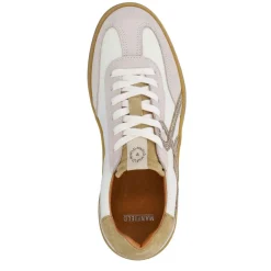 Manfield Beige leren sneakers met suède details^DAMES Sneakers