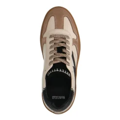 Manfield Beige leren sneakers met suède details^DAMES Sneakers
