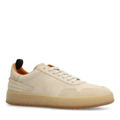 Manfield Beige leren sneakers met suède details^Heren Sneakers