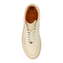 Manfield Beige leren sneakers met suède details^Heren Sneakers