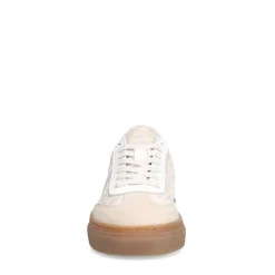 Manfield Beige leren sneakers met kanten details^DAMES Sneakers