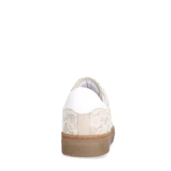 Manfield Beige leren sneakers met kanten details^DAMES Sneakers