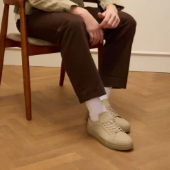 Manfield Beige nubuck sneakers^Heren Sneakers