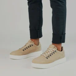Manfield Beige nubuck sneakers^Heren Sneakers