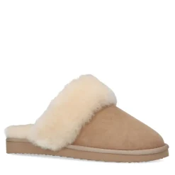 Beige pantoffels met wollen voering^DAMES Pantoffels