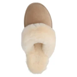 Beige pantoffels met wollen voering^DAMES Pantoffels