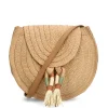 Manfield Beige raffia schoudertas^ Schoudertassen
