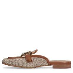 Manfield Beige raffia slip on loafers^DAMES Loafers