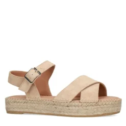 Manfield Beige sandalen met suède banden^DAMES Espadrilles|Sandalen