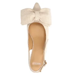 Manfield Beige slingbacks met strik^DAMES Pumps|Slingbacks