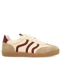 No Stress Beige sneakers met burgundy details^DAMES Sneakers