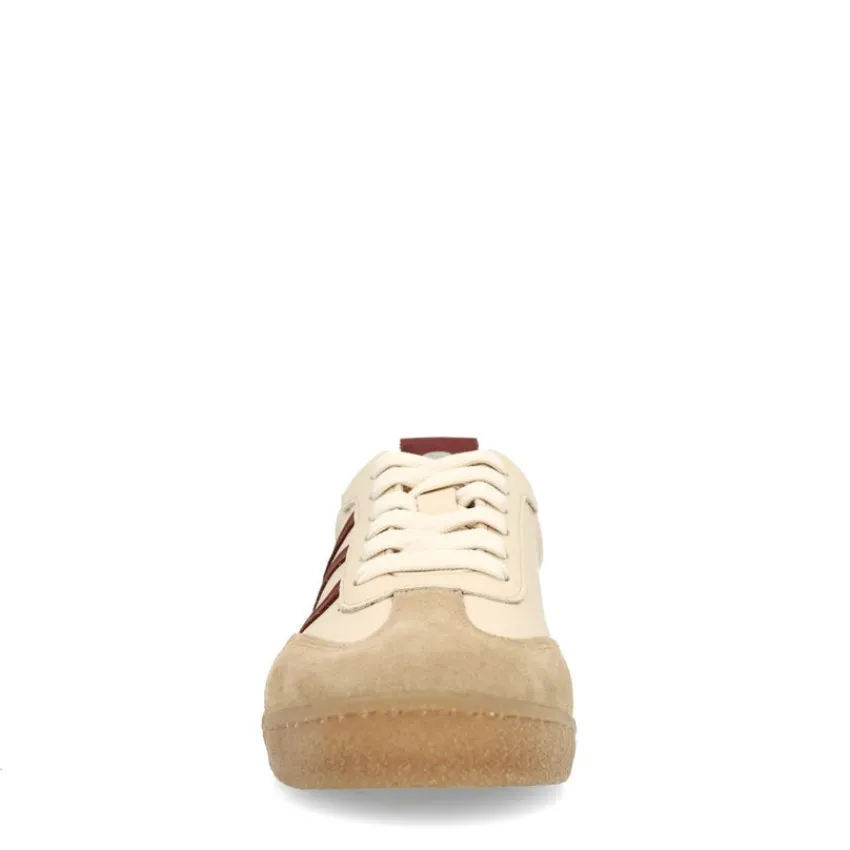 No Stress Beige sneakers met burgundy details^DAMES Sneakers