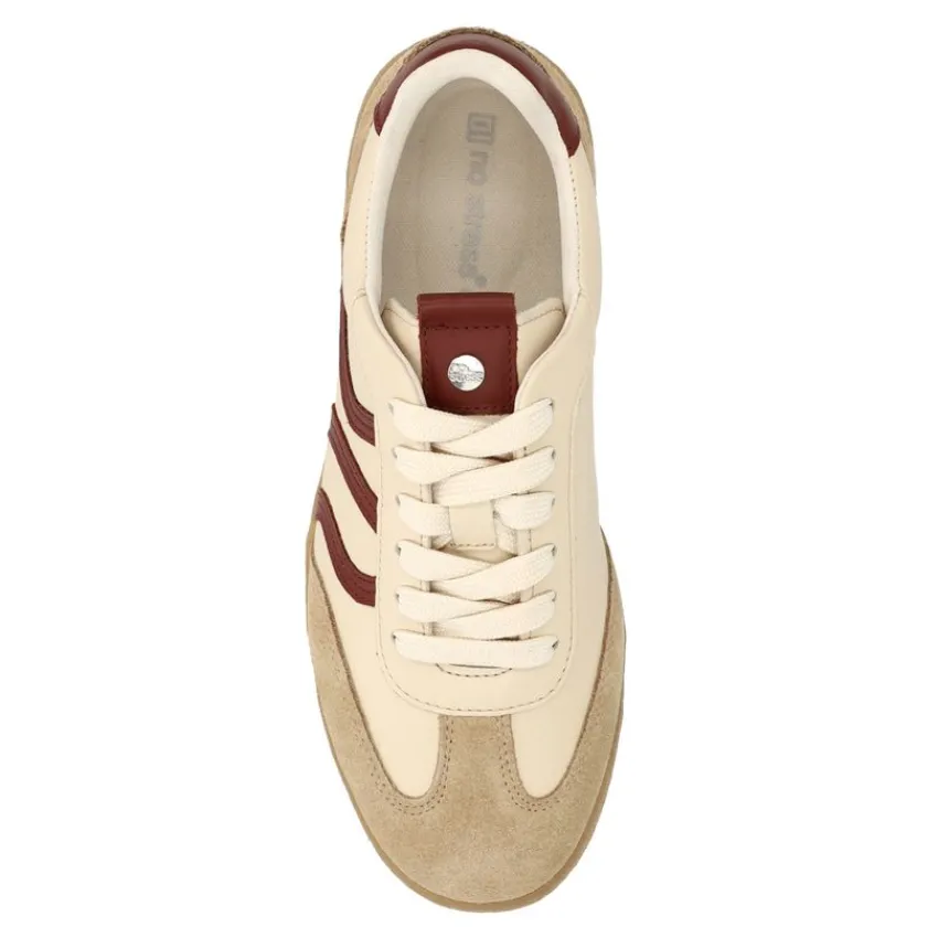 No Stress Beige sneakers met burgundy details^DAMES Sneakers