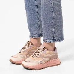 Manfield Beige sneakers met mesh en suède details^DAMES Sneakers