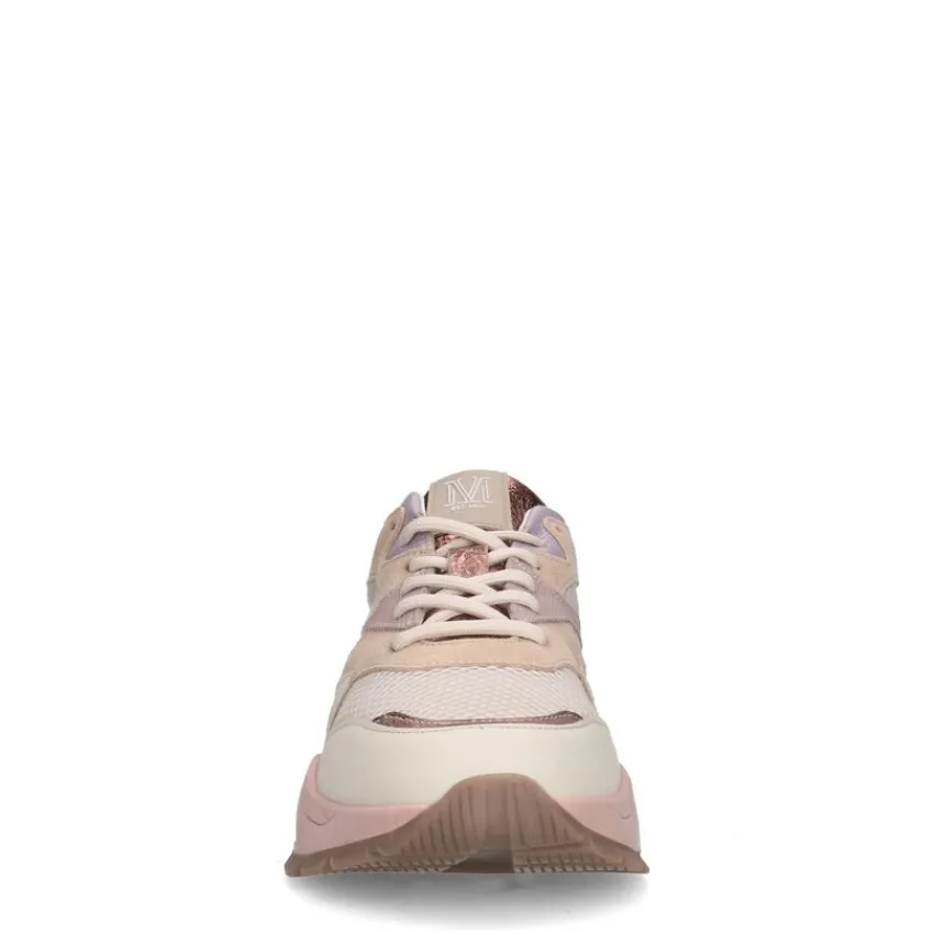 Manfield Beige sneakers met mesh en suède details^DAMES Sneakers
