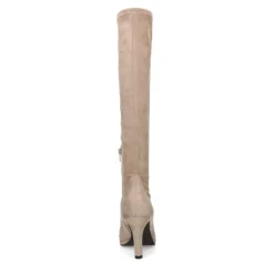 Manfield Beige stretch laarzen met hak^DAMES Laarzen