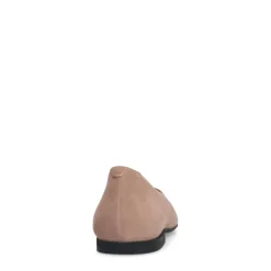 Manfield Beige suède ballerina's met zwarte neus^DAMES Loafers