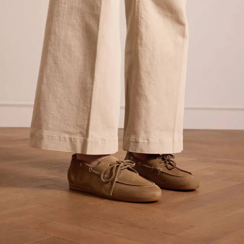 Manfield Beige suède bootschoenen^DAMES Loafers