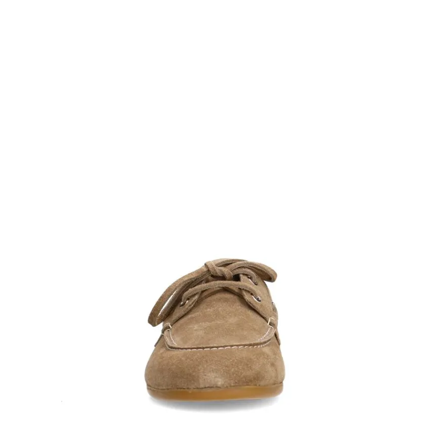 Manfield Beige suède bootschoenen^DAMES Loafers