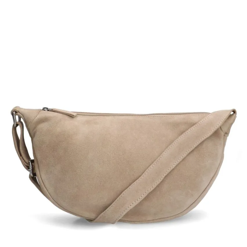Manfield Beige suède bum bag^ Schoudertassen