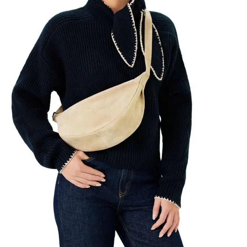 Manfield Beige suède bum bag^ Schoudertassen