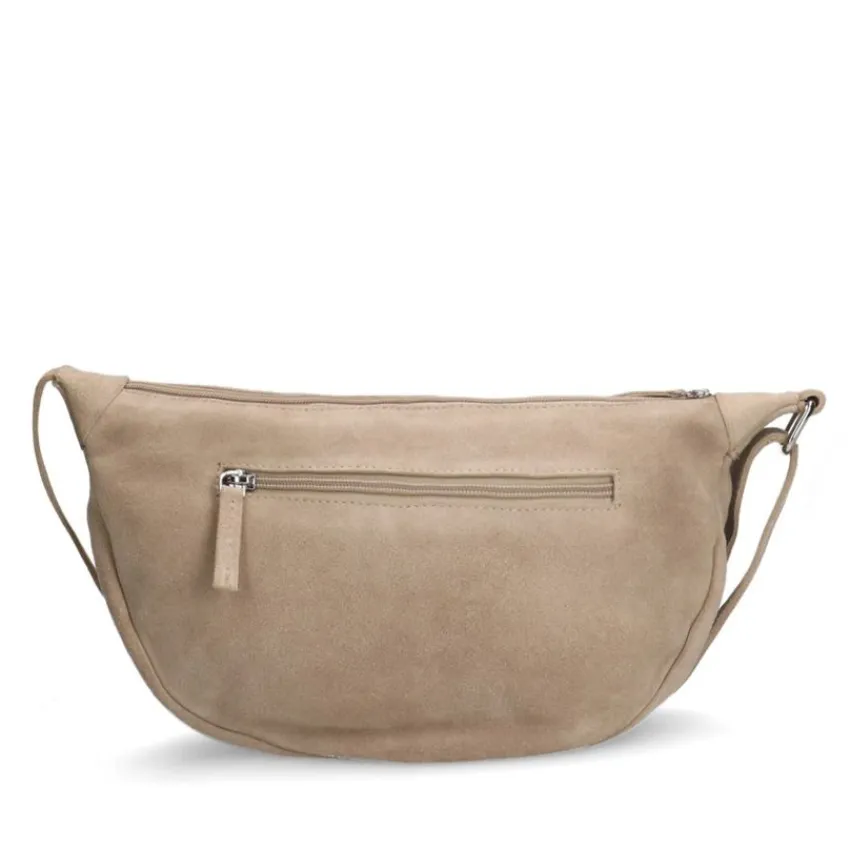 Manfield Beige suède bum bag^ Schoudertassen