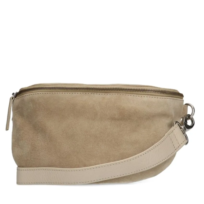 Manfield Beige suède bum bag^ Heuptassen