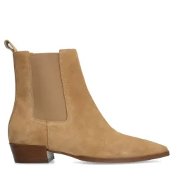 Manfield Beige suède chelsea boots^DAMES Enkellaarsjes