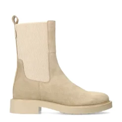 Manfield Beige suède chelsea boots^DAMES Enkellaarsjes