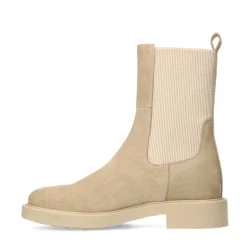 Manfield Beige suède chelsea boots^DAMES Enkellaarsjes