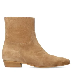 Manfield Beige suède chelsea boots^DAMES Enkellaarsjes