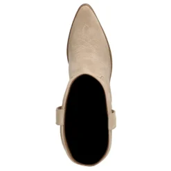 Manfield Beige suède cowboylaarzen^DAMES Laarzen